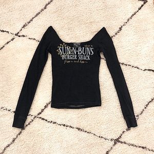 Vintage Fitted Off-shoulder Navy A&F Top!